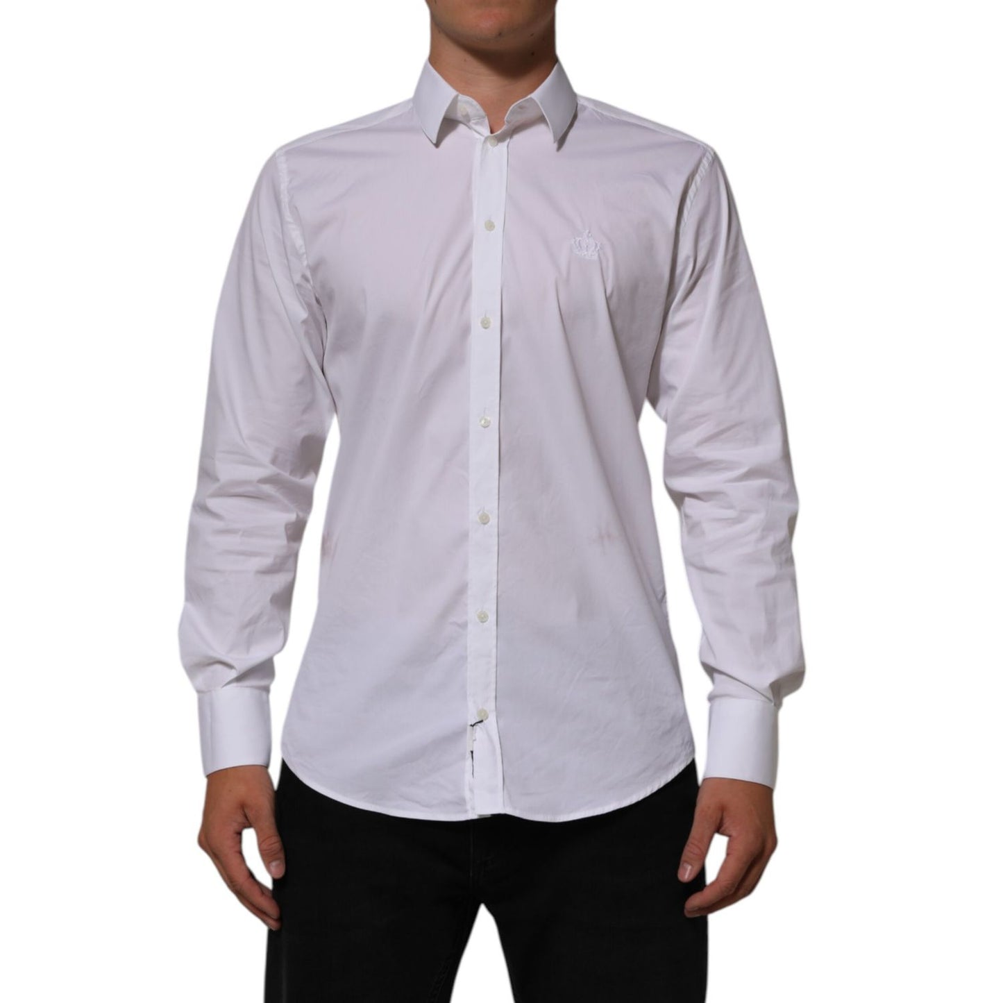 Dolce & Gabbana White Cotton MARTINI Formal Men Dress Shirt