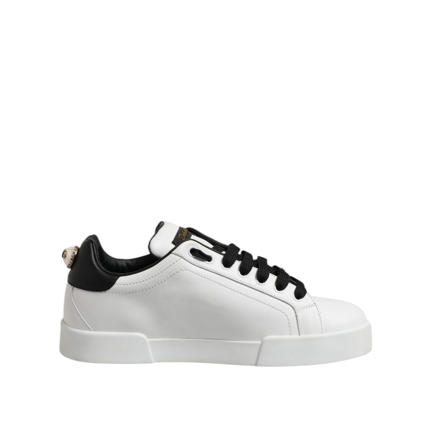 Dolce & Gabbana White Leather Portofino Lace Up Sneakers Shoes