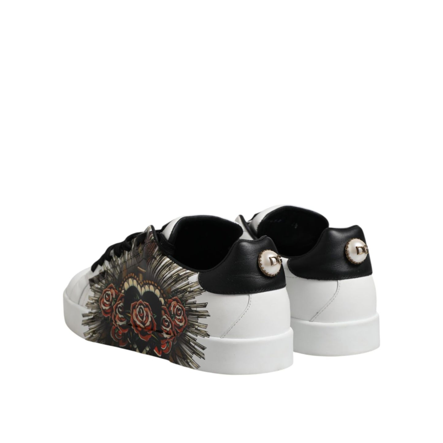 Dolce & Gabbana White Leather Portofino Lace Up Sneakers Shoes