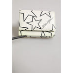 Dolce & Gabbana White Leather Trifold DG Star Print Card Holder Wallet on a light background