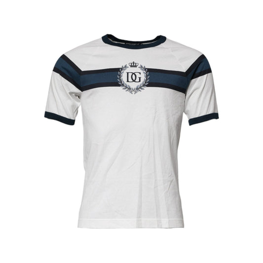 Dolce & Gabbana White Logo Print Cotton Men Crew Neck T-shirt, short sleeve, regular fit, made in Italy