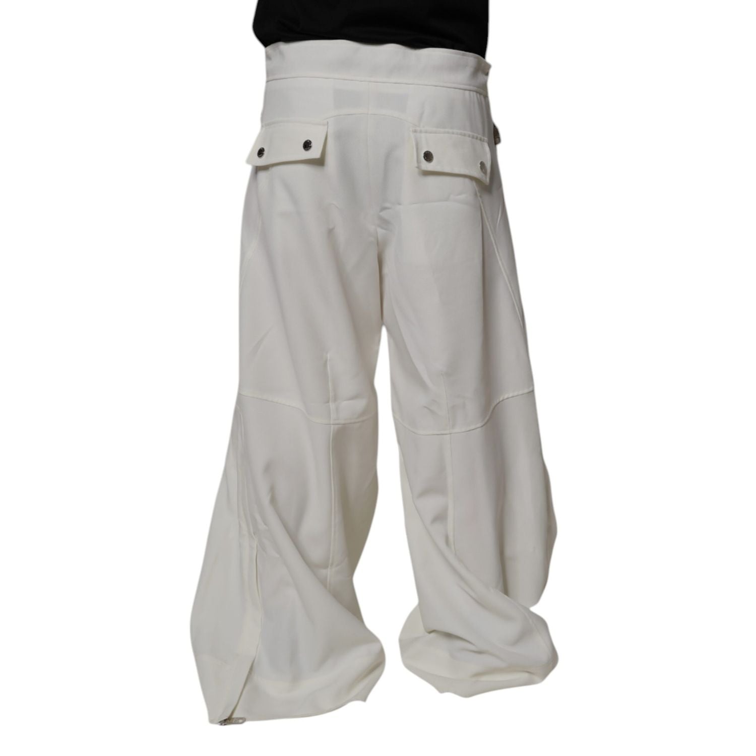 Dolce & Gabbana White Mid Waist Wide Leg Pants