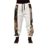 Dolce & Gabbana White Patchwork Mens Jogger Pants