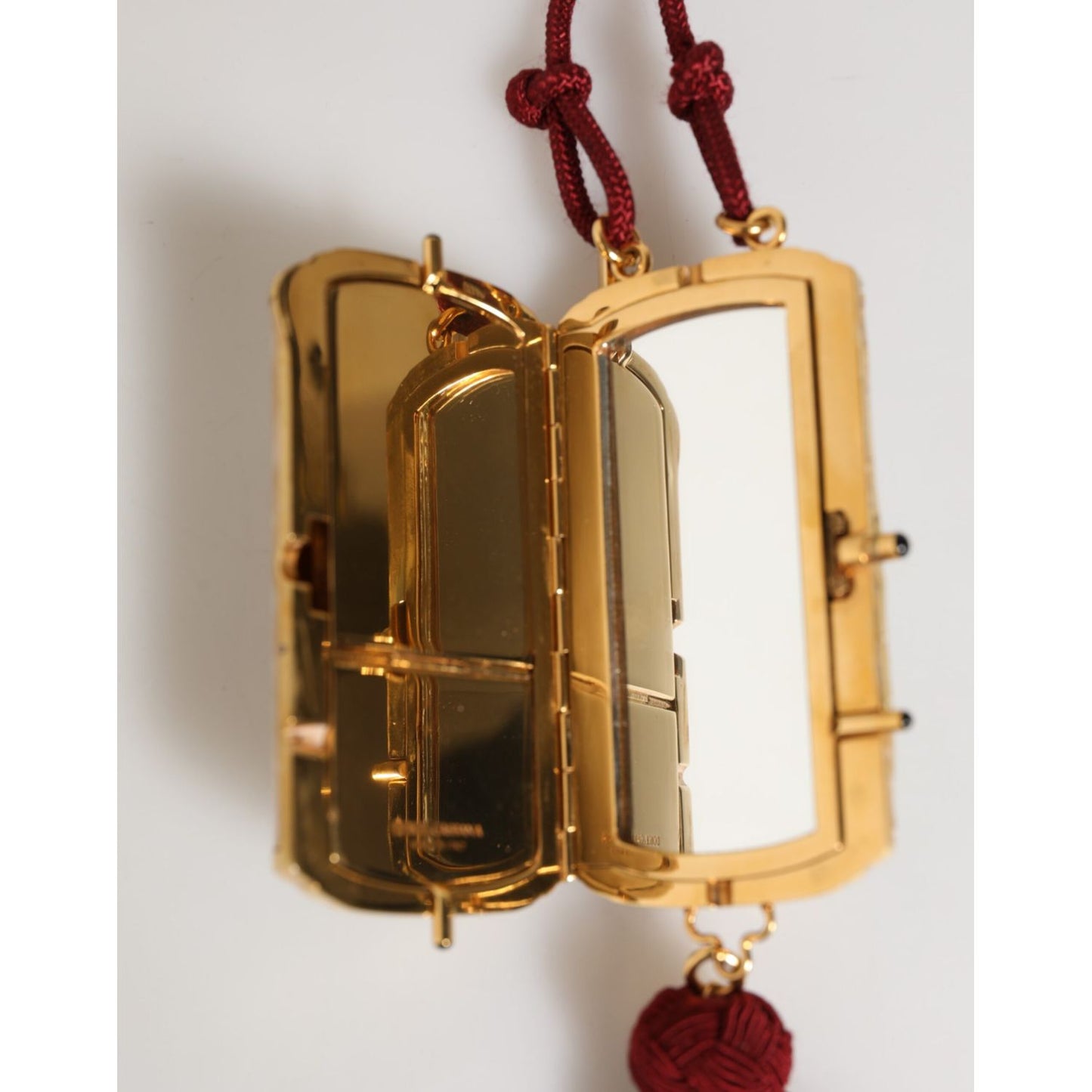 Dolce & Gabbana White Resin Gold Metal Crossbody Mini Purse Pendant Bag