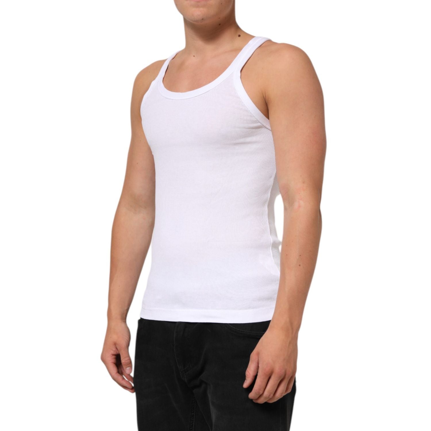 Dolce & Gabbana White Sleeveless Round Neck Tank Top T-shirt