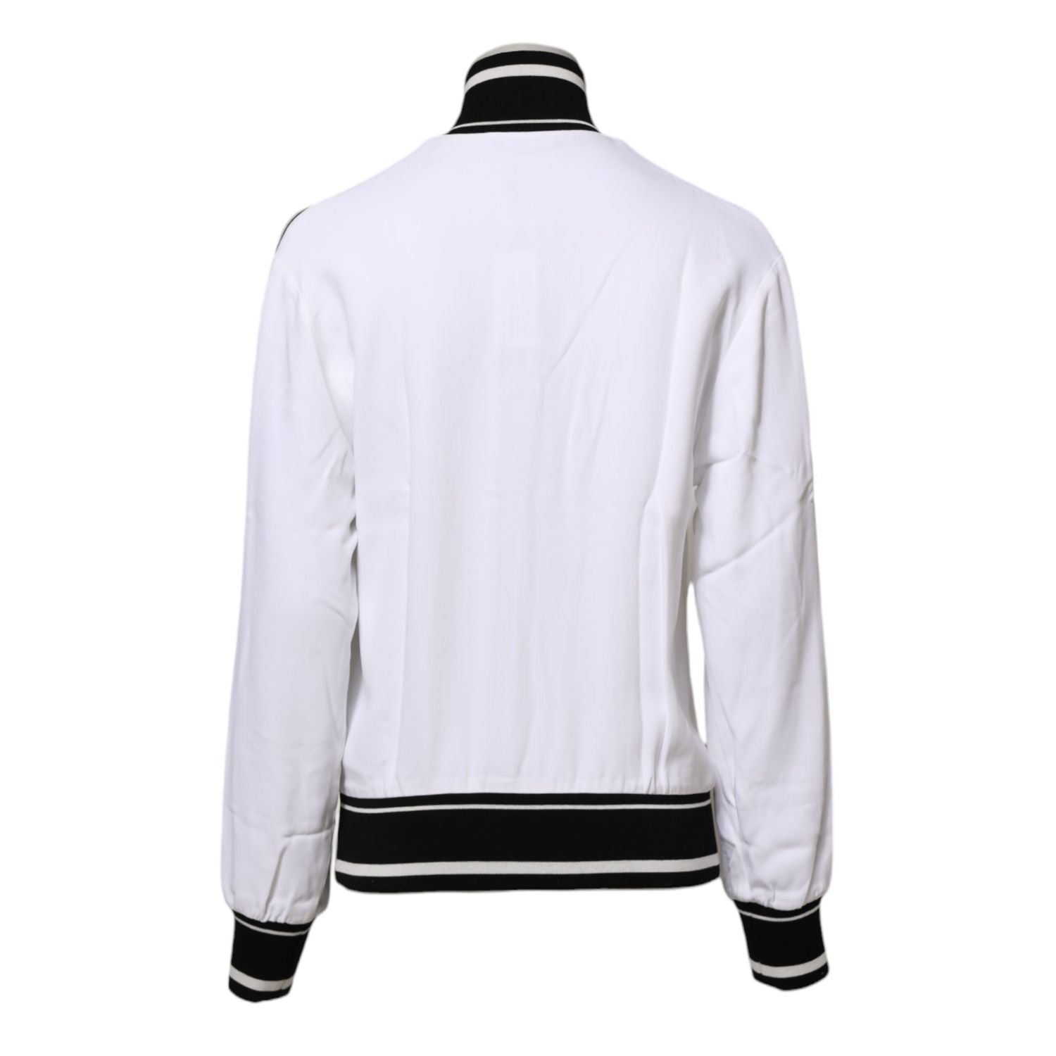 Dolce & Gabbana White Viscose Logo Women Full Zip Jacket