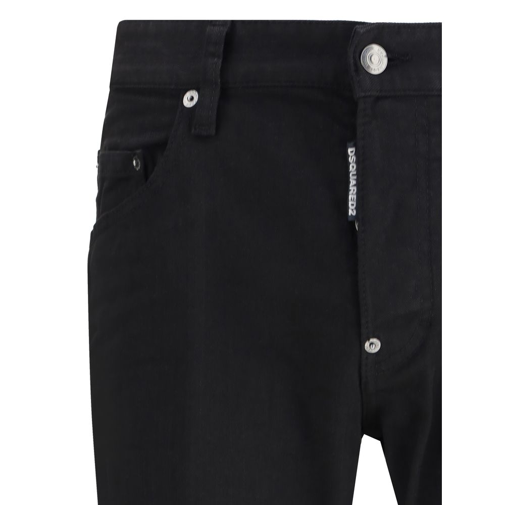 Dsquared² Black Cotton Straight-Leg Jeans