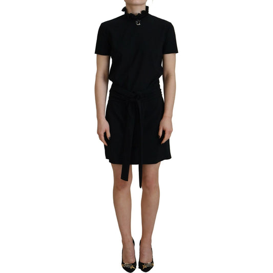 Dsquared² Black Polyester Short Sleeves Sheath Mini Dress 1728,67345645728,Black,Clothing,Dresses - Clothing,Dresses - Women - Clothing,Dsquared²,IT38 | XS,Material: 94% Polyester 6% Elastane,Preowned / Defect,Short - Dresses - Clothing,Shortsleeve - Dres
