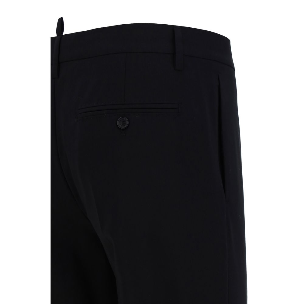 Rear view of trousers from Dsquared² Blue Fleece Wool Two-Piece Suit, featuring buttoned back pocket and sleek design.