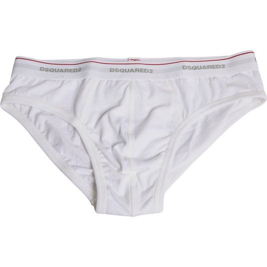Dsquared² White Cotton Stretch Women Mid Waist Panty Underwear BIK1674-3