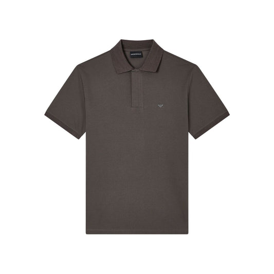 EMPORIO ARMANI CAPSULE T-shirts and Polos Grey, dark brown polo with short sleeves and ribbed collar.