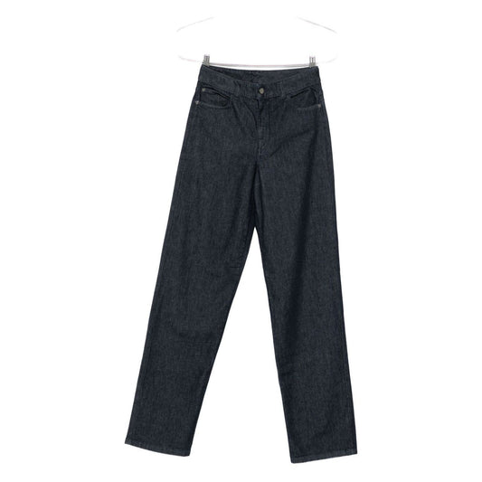 Emporio Armani Jeans Blue with embroidered logo, straight leg, wide-leg design, classic five pockets, button fastening, zip fly.