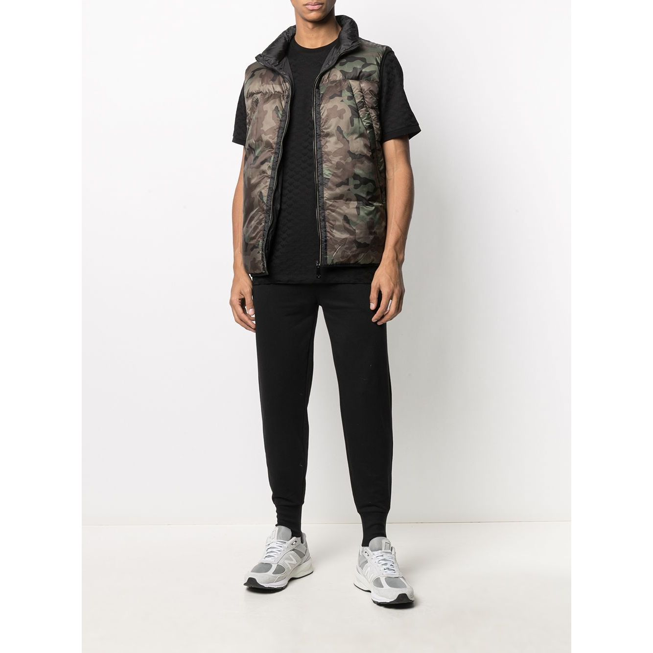 Emporio Armani Mercerised-jersey T-shirt with all-over jacquard eagle Topwear