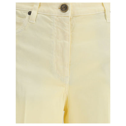 Etro Yellow Cotton Straight-Leg Jeans