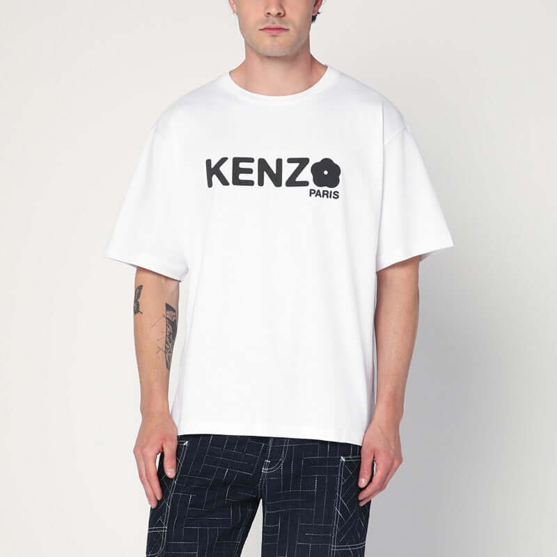 KENZO White cotton T-shirt with logo FF55TS4914SGCO/R_KENZO-01_323