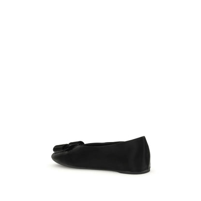 Ferragamo Black Calf Leather Bos Taurus Ballet Flats Ferragamo