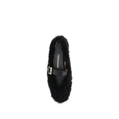 Ferragamo Black Fur Ballet Flats Ferragamo