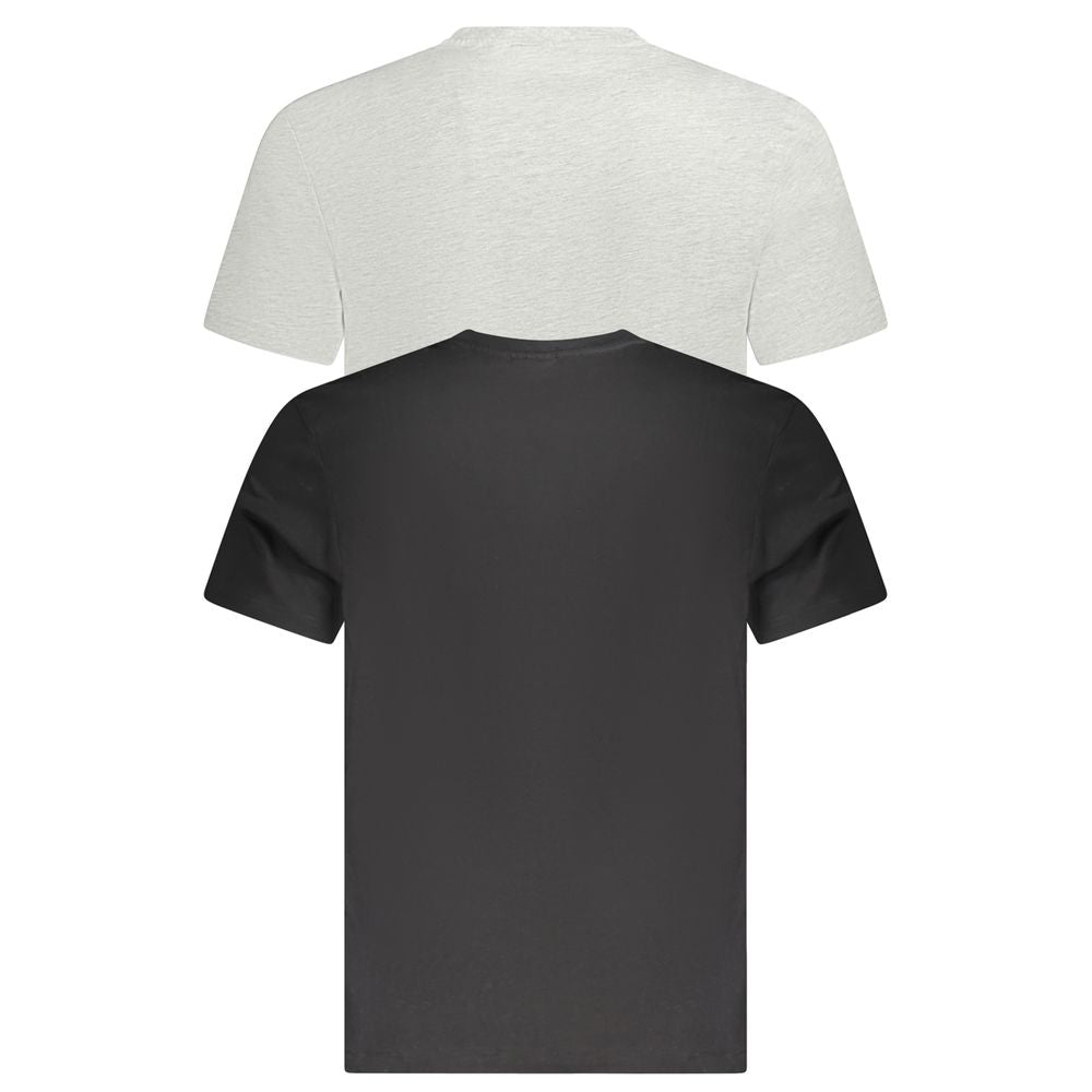Fila Black Cotton Men T-Shirt in black and grey, organic cotton, short sleeves, crew neck, bold print