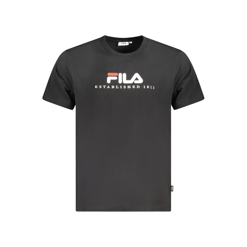 Fila Black Cotton Unisex T-Shirt with embroidered logo and crew neck, made from 100% organic cotton.