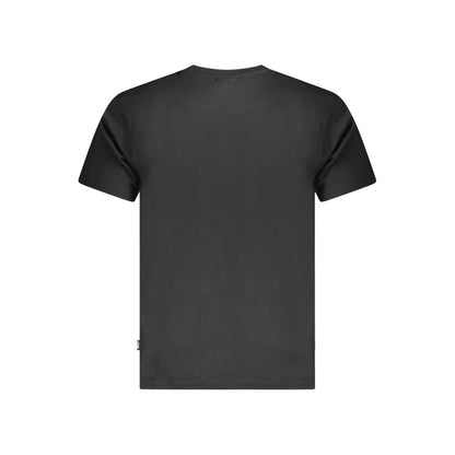 Back view of Fila Black Cotton Unisex T-Shirt showcasing sleek design in premium organic cotton