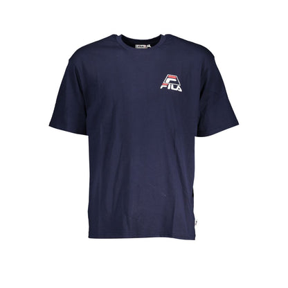Fila Blue Cotton T-Shirt with short sleeves, crew neck, Liberec print, and logo