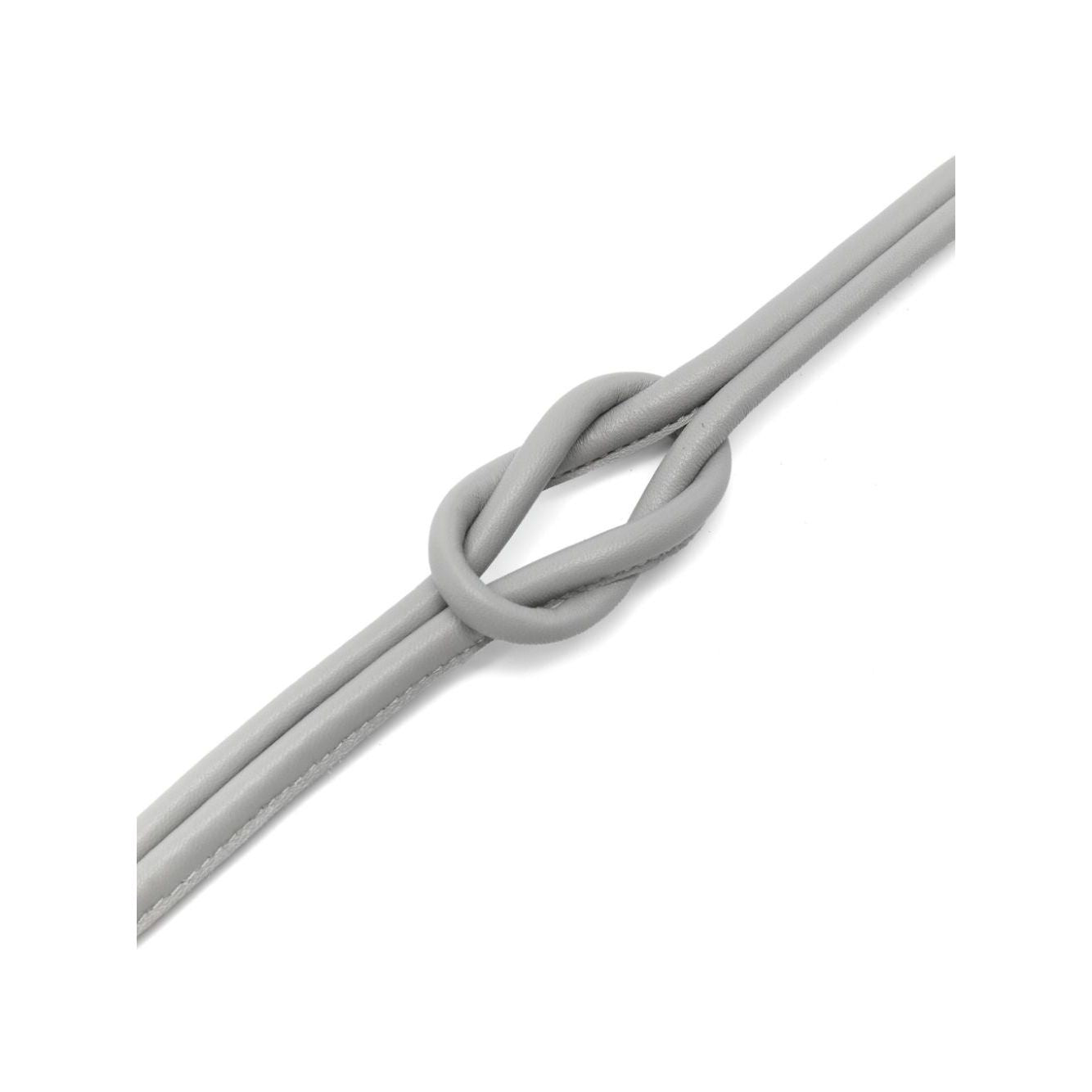 Light grey Furling By Giani Filo leather belt with padded and rolled design, featuring a self-tie fastening. Size: 226 cm length, 1 cm width.