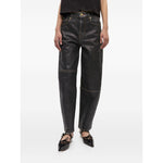 GANNI Jeans Black showcasing front button fastening and classic five-pocket style in organic cotton denim, perfect for versatile wear.