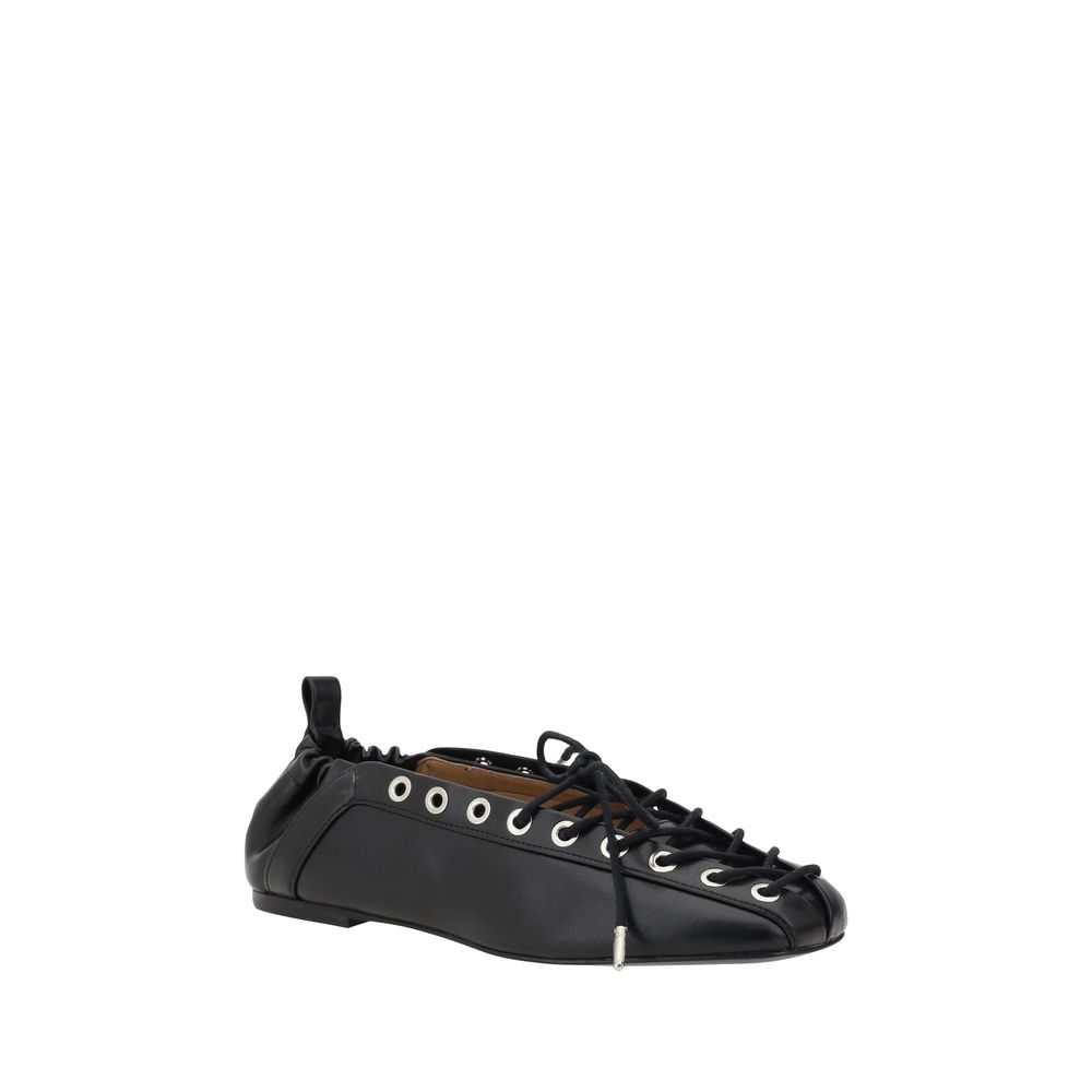 Ganni Black Polyester Ballet Flats Ganni