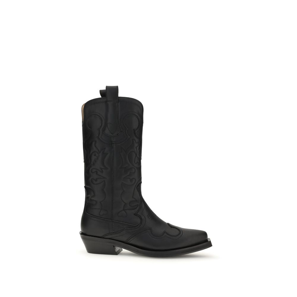 Ganni Black Recycled Leather Boots Ganni