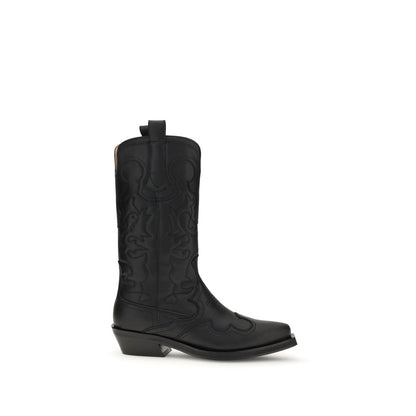 Ganni Black Recycled Leather Boots Ganni