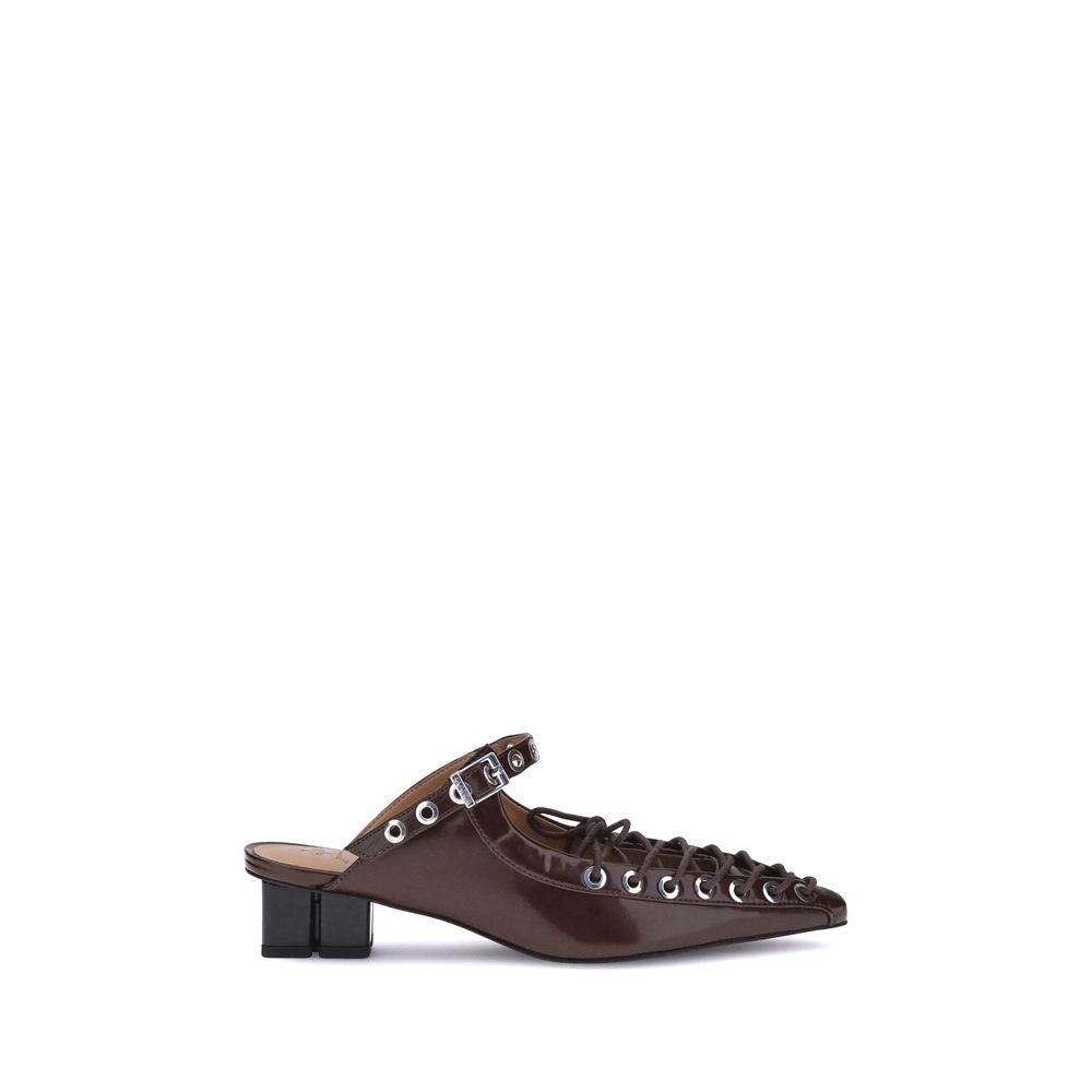 Ganni Brown Polyethylene Mules Ganni