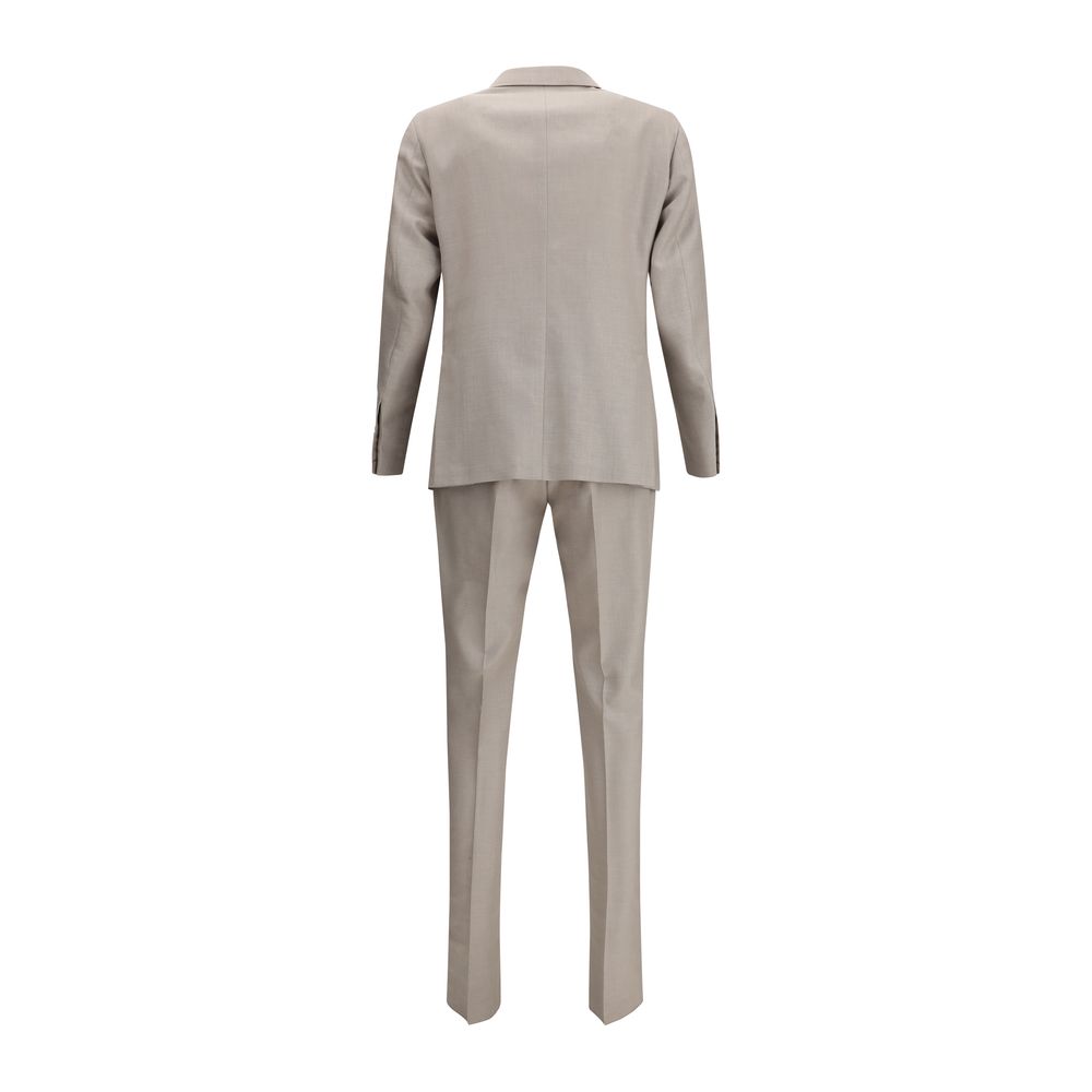 Back view of Gi Capri Virgin wool Suit with blazer and pants, showcasing dual rear slits and elegant tailoring.
