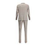 Back view of Gi Capri Virgin wool Suit with blazer and pants, showcasing dual rear slits and elegant tailoring.