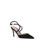 Gianvito Rossi Suede Pums with braided strap, gold detail, and stiletto heel for AW25 collection, made of 100% calf leather.