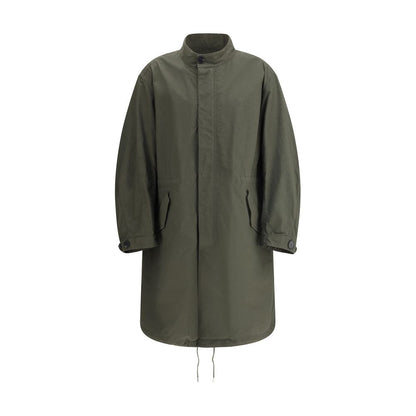 Givenchy Bicolor Cotton Clothing parka jacket with monogram, adjustable cuffs and waist, and double-slider front zipper closure.
