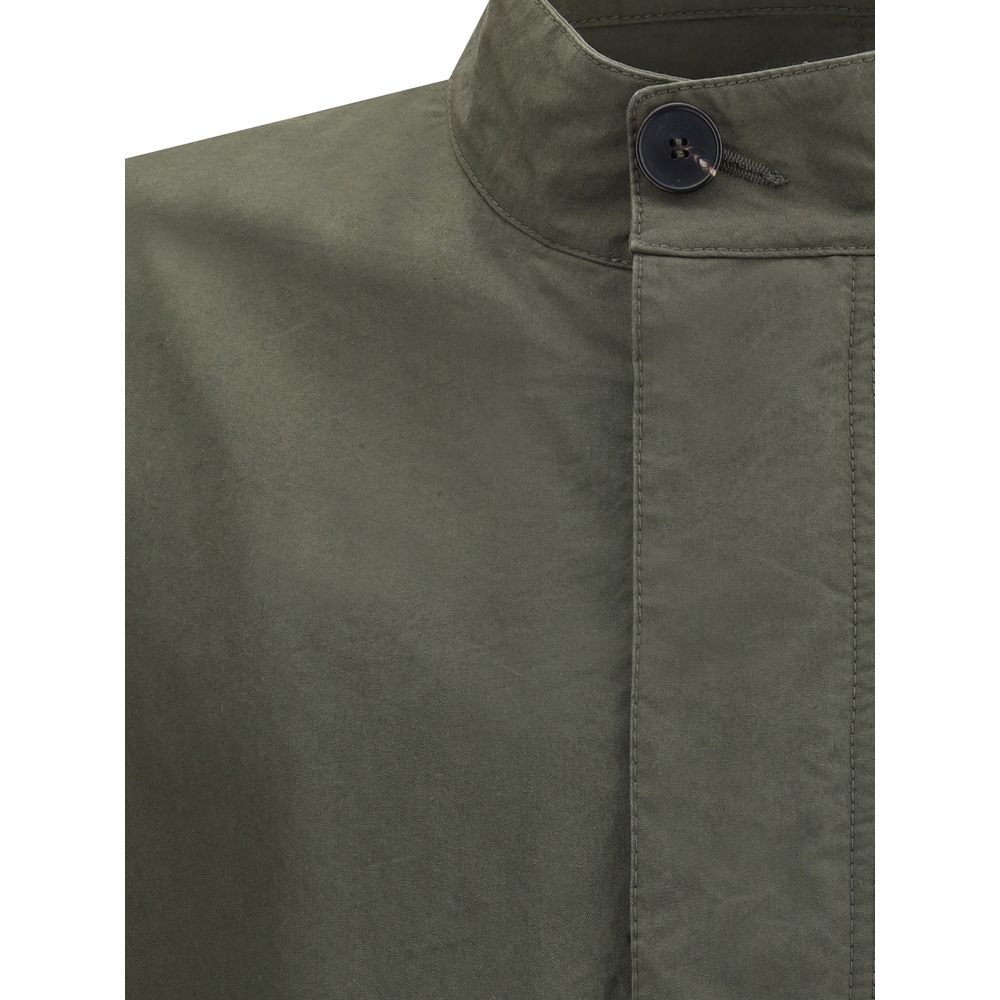 Close-up of a Givenchy Bicolor Cotton Clothing jacket featuring a button detail and sleek design.