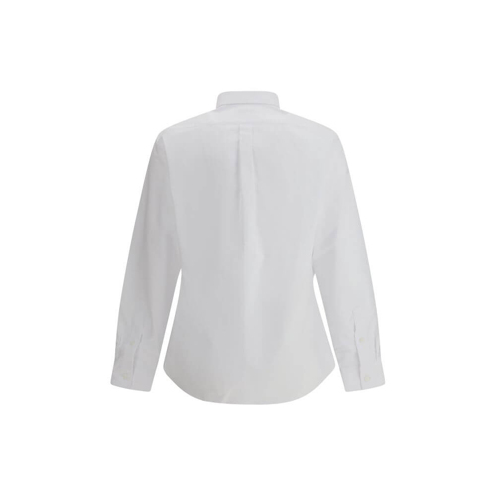 Back view of Givenchy White Cotton Dress Shirt with embroidered pocket, button-down collar, AW25 season, 100% cotton, regular fit.