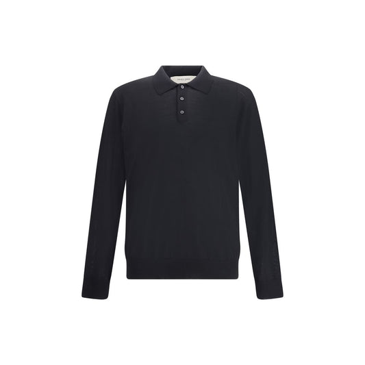 Golden Goose Black Fleece Wool Dress Shirt with classic collar and ribbed cuffs for casual elegance, AW25 season, 100% virgin wool.