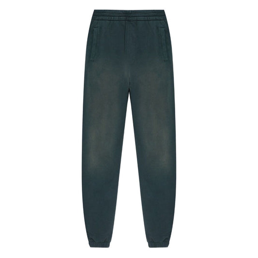 Golden Goose Trousers Black with blue waistband, two side pockets, rear patch pocket, embroidered logo, cotton sweatpants.