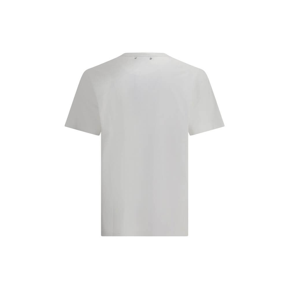Back view of Golden Goose White Cotton T-Shirt featuring soft ribbed crew neck and monogram lettering, regular fit, 100% cotton, AW25 season.