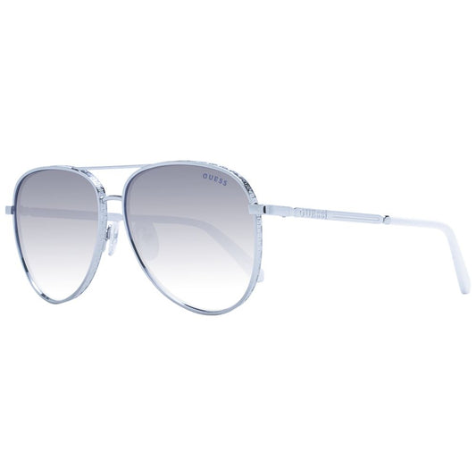 Guess Gray Men Sunglass with grey mirrored gradient lenses, stainless steel frame, aviator style, full-rim design, UV protection.