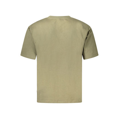 Guess Jeans Green Cotton T-Shirt, oversized short sleeve crew neck, organic cotton with logo application, back view