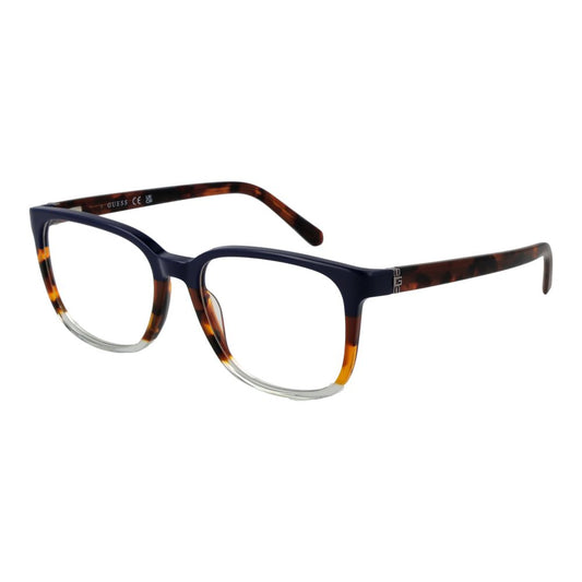 Guess Multicolor Acetate Glasses (Frames) for men, rectangle full-rim, multicolor frame, spring hinge, includes branded case.
