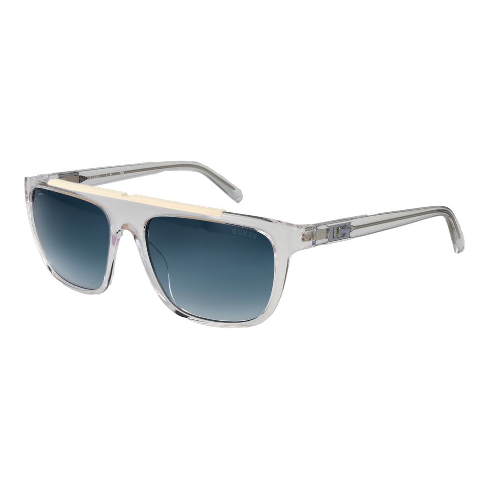 Guess Transparent Men Sunglass with full-rim stainless steel frame and gradient lenses, offering 100% UVA & UVB protection.