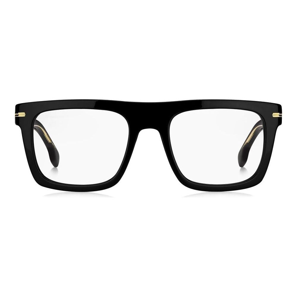 HUGO BOSS MOD. BOSS 1597 black square-frame eyeglasses for gentlemen, featuring subtle gold accents.