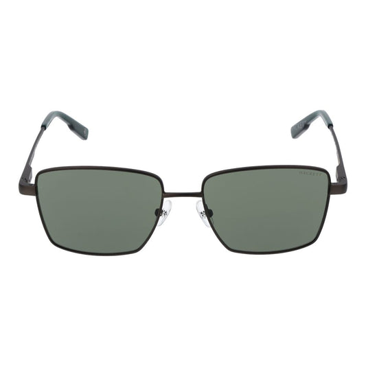 Hackett Gray Men Sunglass with gunmetal metal frame and green rectangle lenses, 100% UVA & UVB protection, full-rim style.