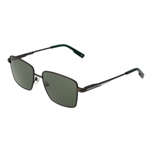 Hackett Gray Men Sunglass with gunmetal frame and green lenses, full-rim rectangle style, 100% UVA & UVB protection.