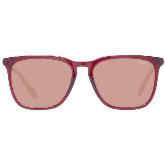 Hackett Red Men Sunglass with red full-rim frame and brown lenses, offering 100% UVA & UVB protection. Frame: metal & plastic, size 54-17-145.