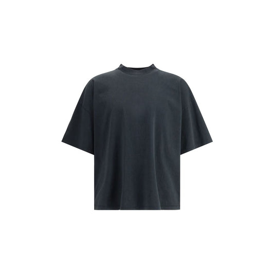 Haikure Black Cotton T-Shirt with oversized fit, ribbed crew neck, and dropped shoulders, perfect for a casual and contemporary style.