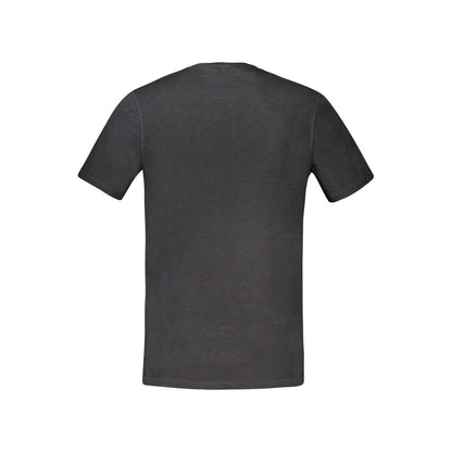 Back view of Hugo Boss Black Cotton T-Shirt with short sleeves and crew neck.